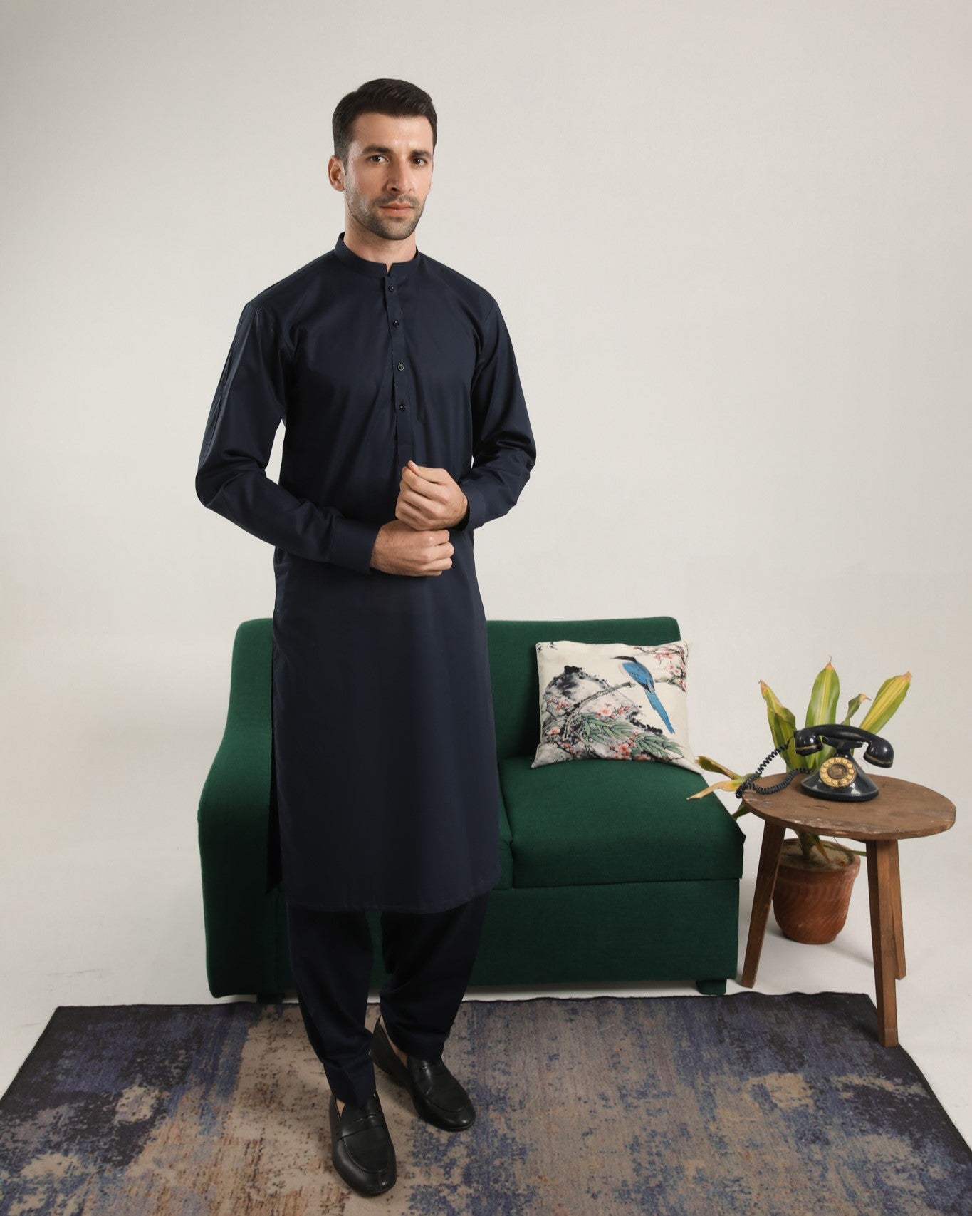 Pack of 2 Soft Cotton Kurta Shalwar - Dark Navy Blue & Off White