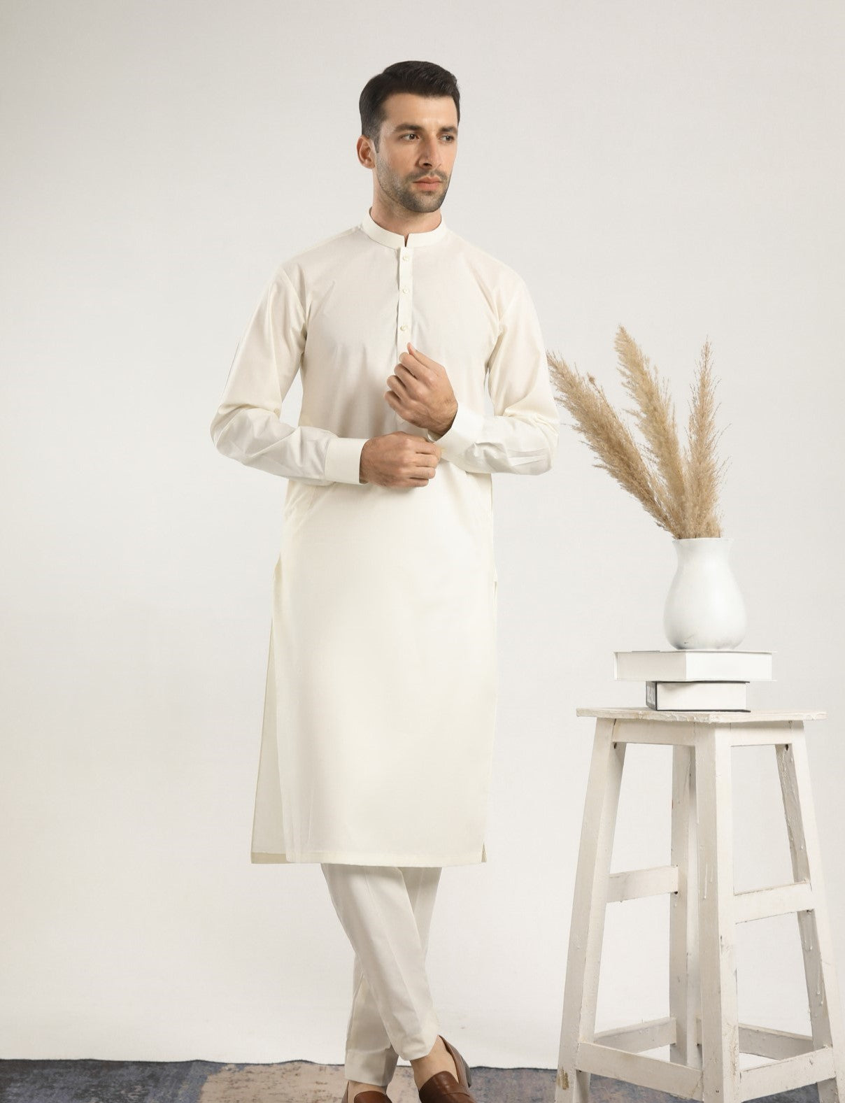 Pack of 2 Soft Cotton Kurta Trouser - Army Green & Bosky White