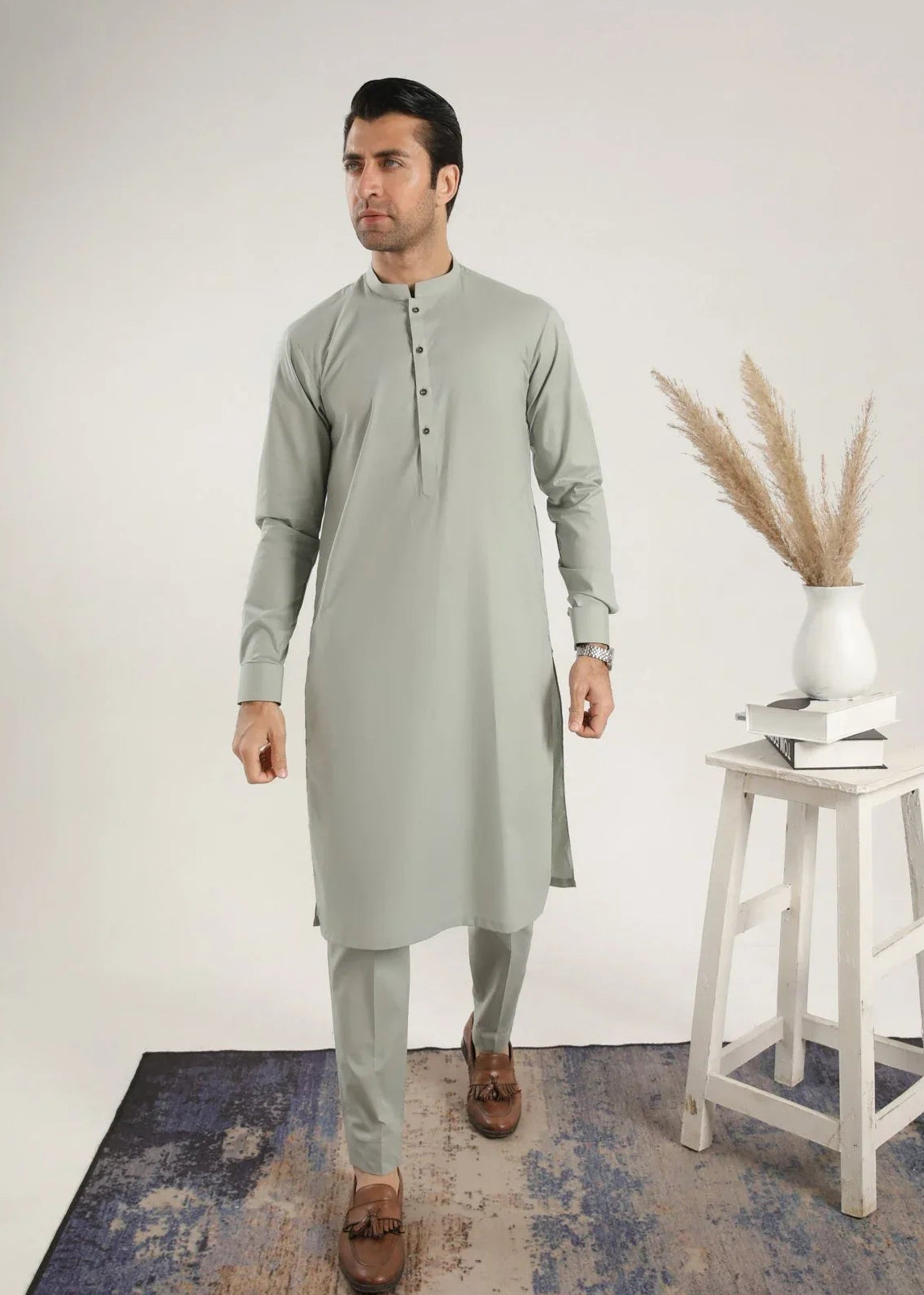 Light Mint Soft Cotton Kurta Trouser - Men - Muraqsh -- Menswear