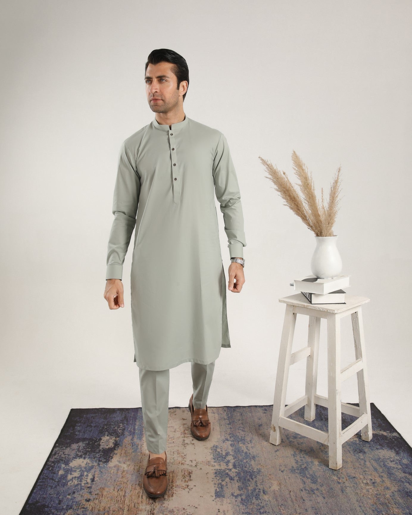 Pack of 2 Soft Cotton Kurta Trouser - Light Grey & Light Mint