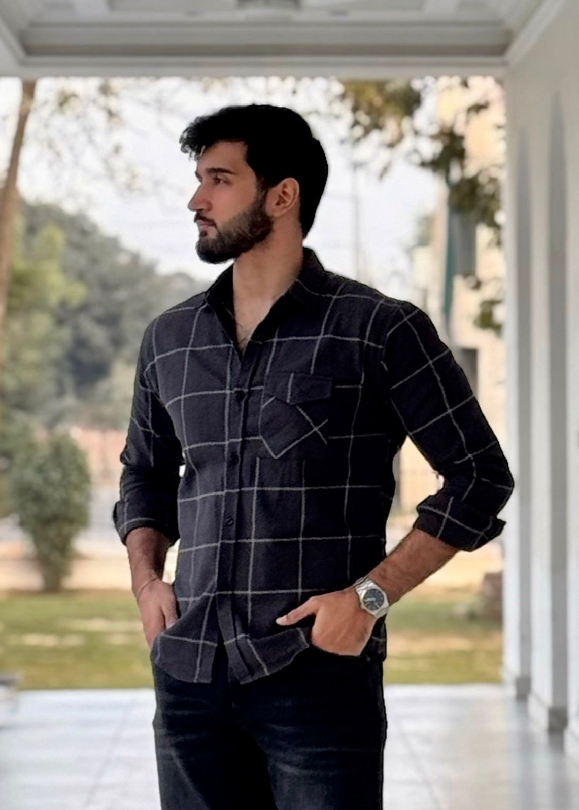 Grey Flannel Casual Shirt - Men