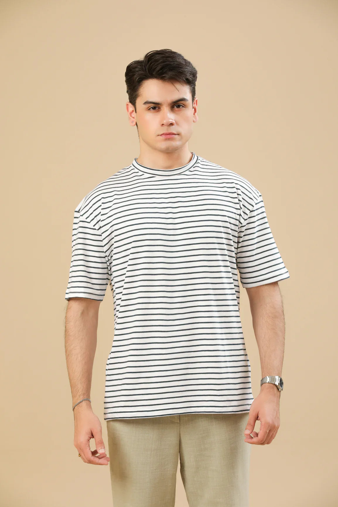 Off White Striper Oversized Tee - Men - Muraqsh -- Men Western