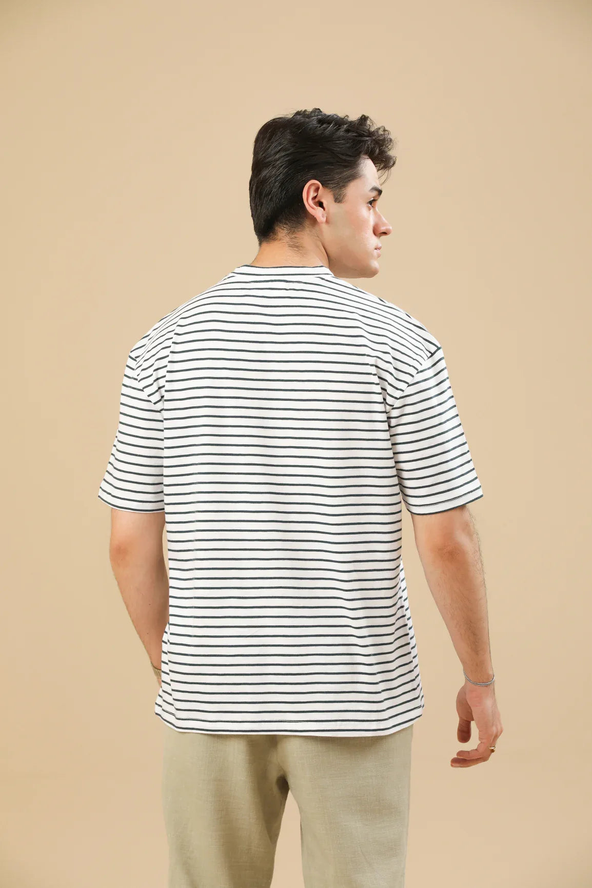 Off White Striper Oversized Tee - Men - Muraqsh -- Men Western