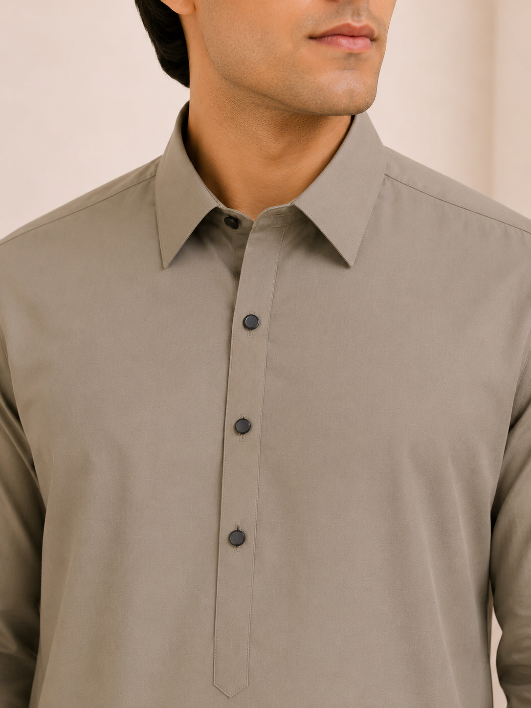 Sand Beige French Collar Kameez Shalwar - Men - Men