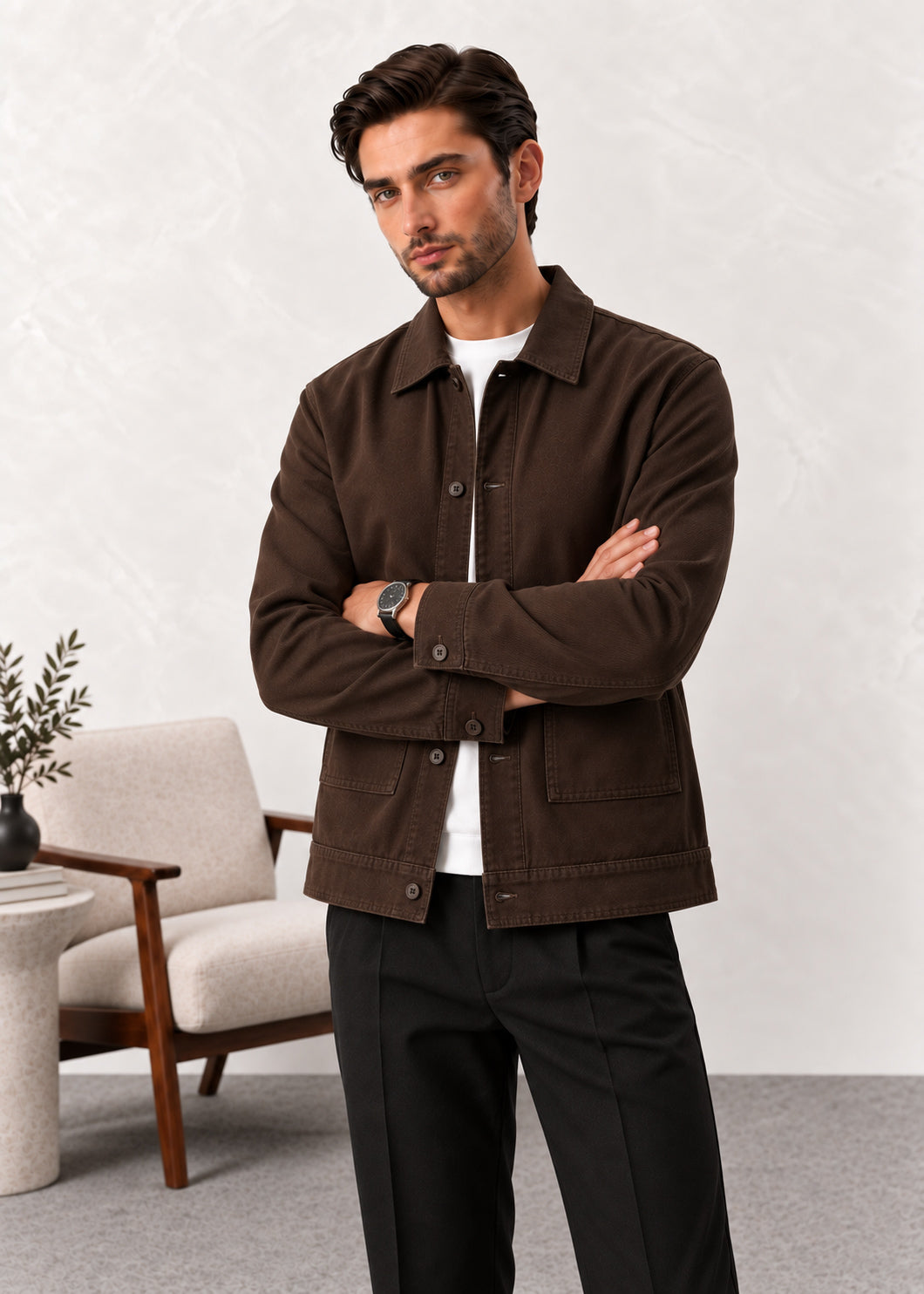 Dark Brown Twill Jacket