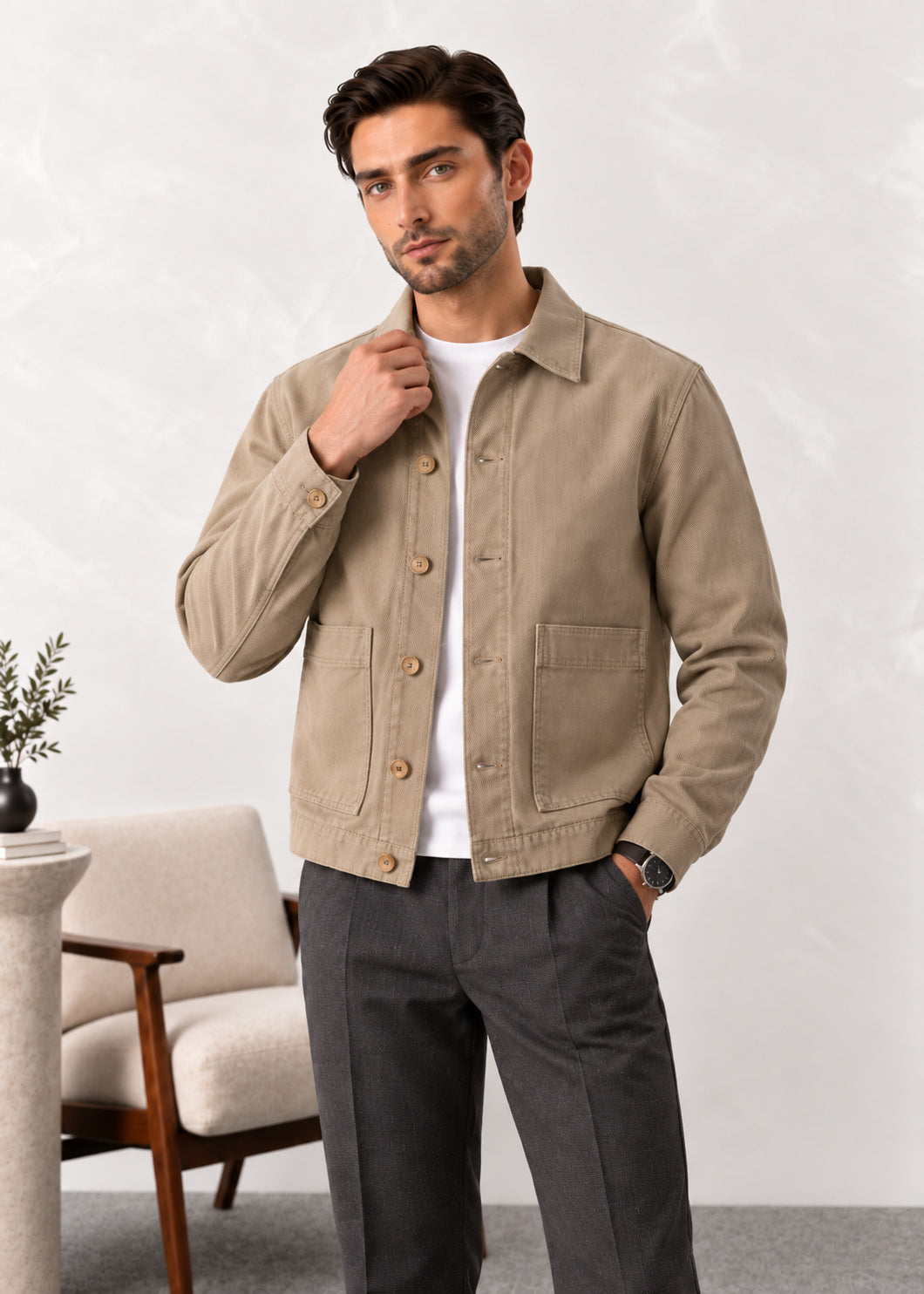 Beige Twill Jacket