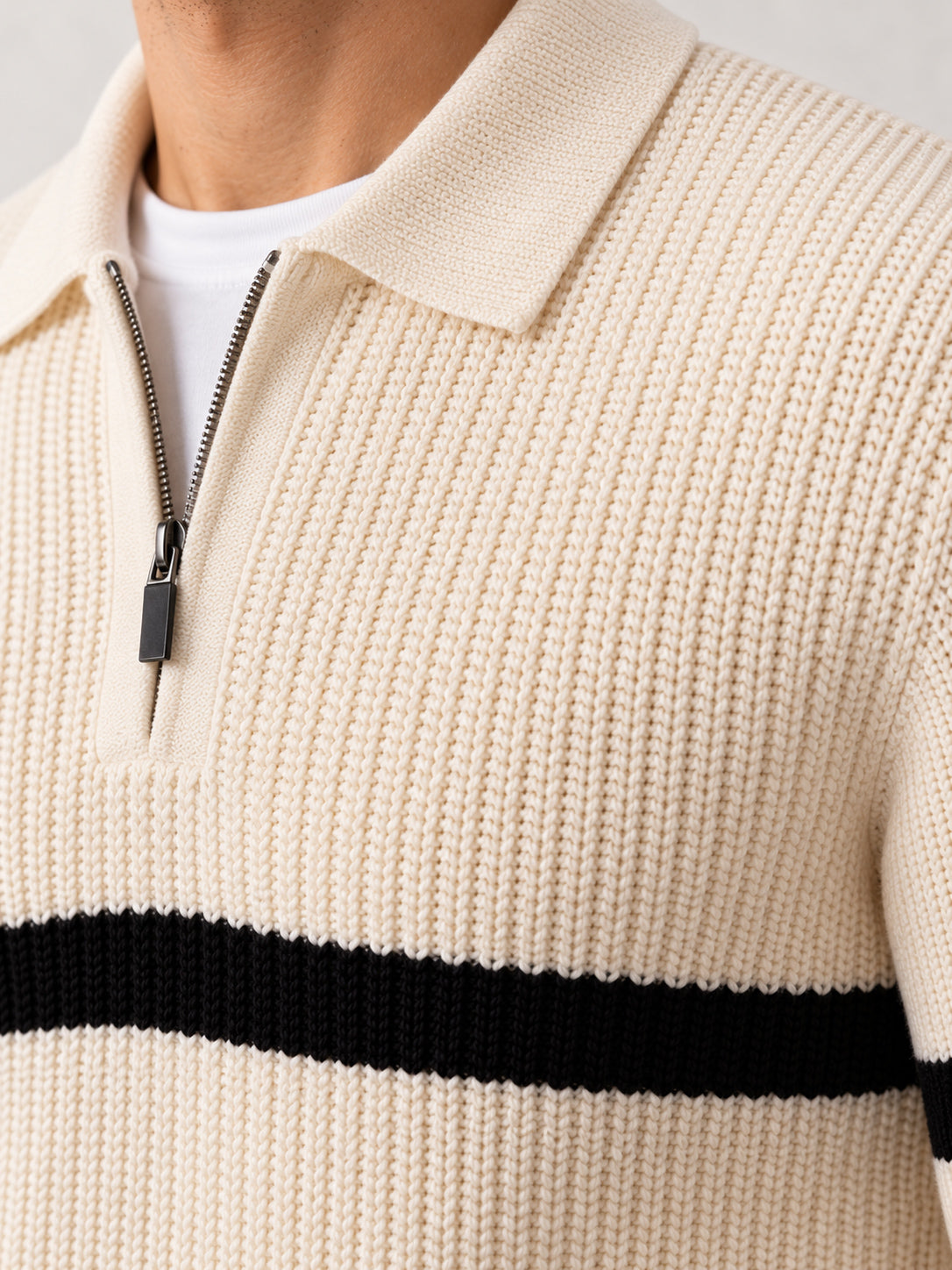 Off White Striper Polo Sweater