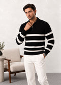 Black Striper Polo Sweater