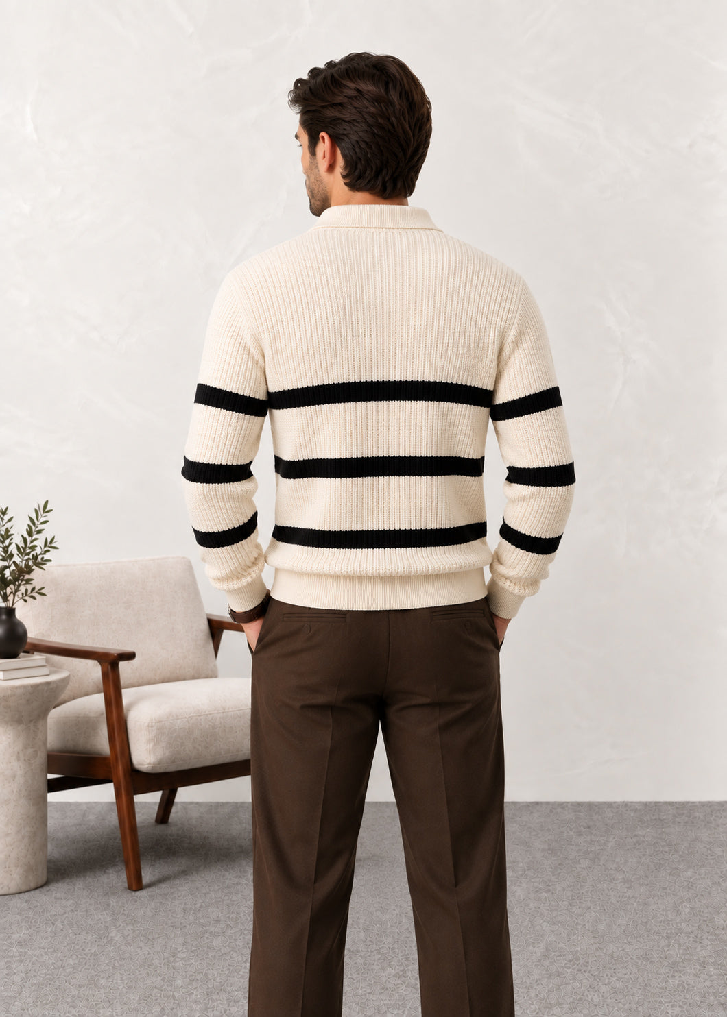 Off White Striper Polo Sweater