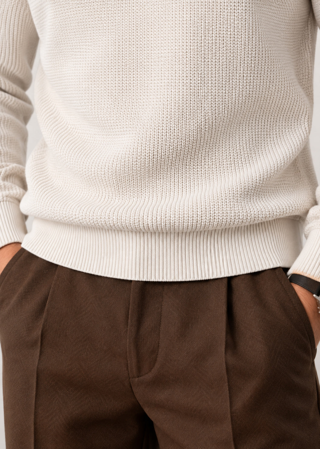 Ivory White  Zipper Polo Sweater