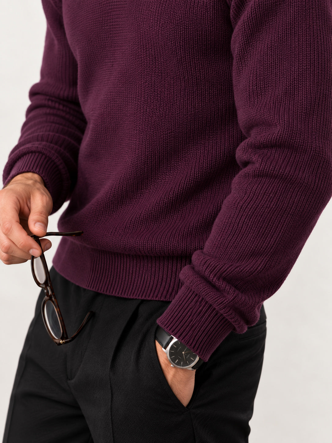 Dark Rosewood Crew Neck Sweater