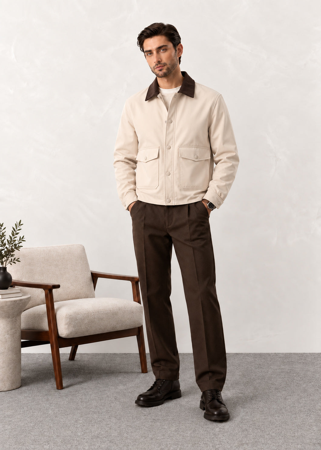 Brown Corduroy Collar Field Jacket