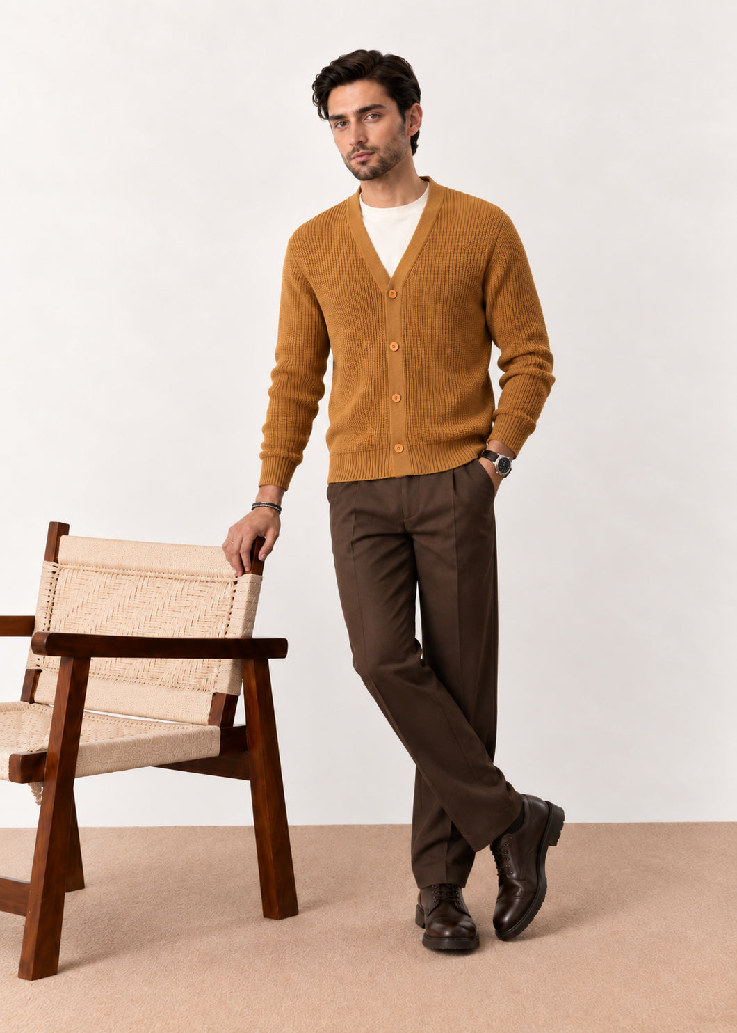 Soil Brown Button Down Cardigan