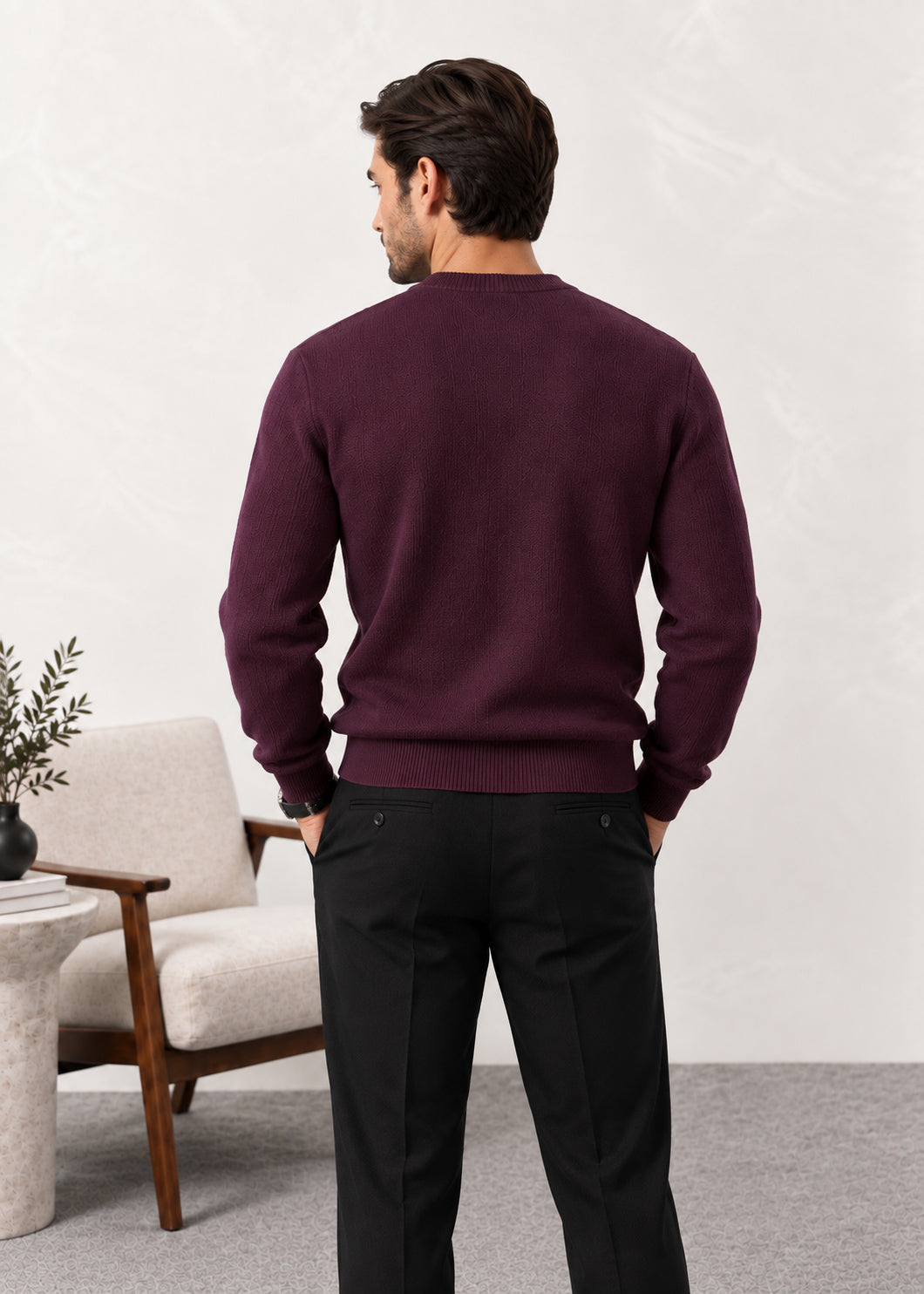 Dark Rosewood Crew Neck Sweater