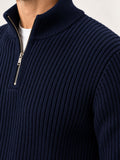 Navy Blue Polo Knit Sweater