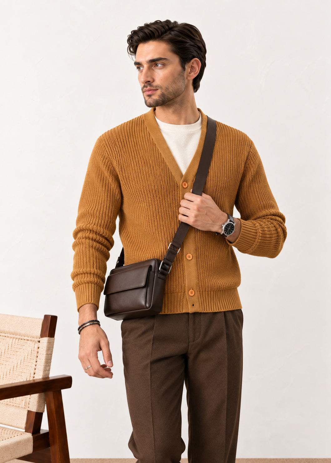 Soil Brown Button Down Cardigan