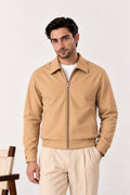 Camel Beige Suede Blouson Jacket