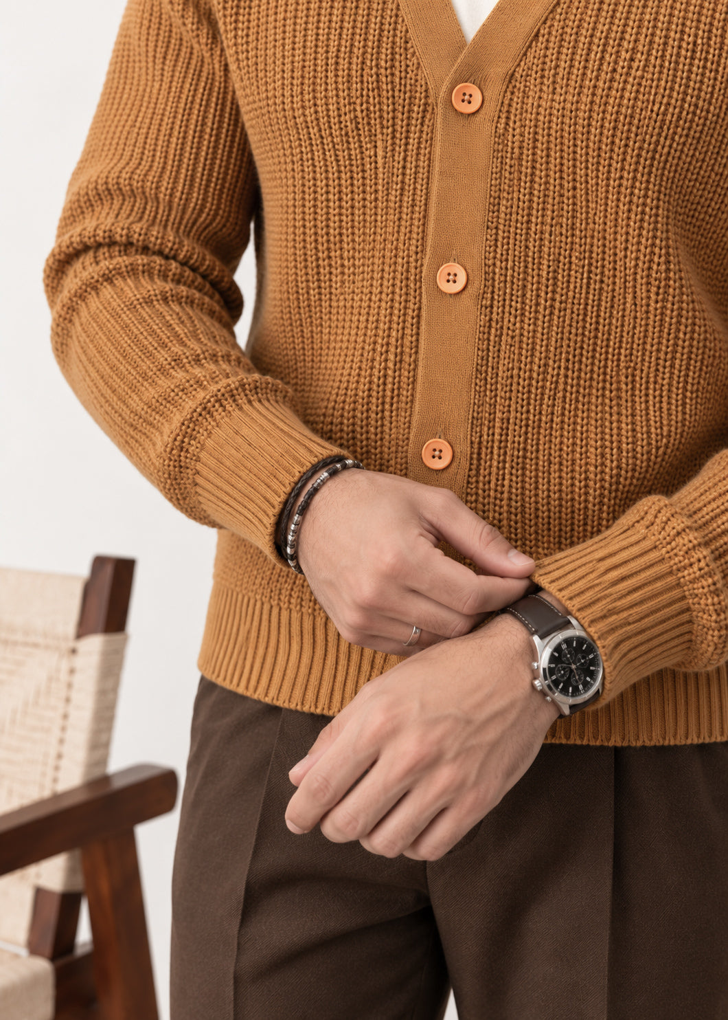 Soil Brown Button Down Cardigan