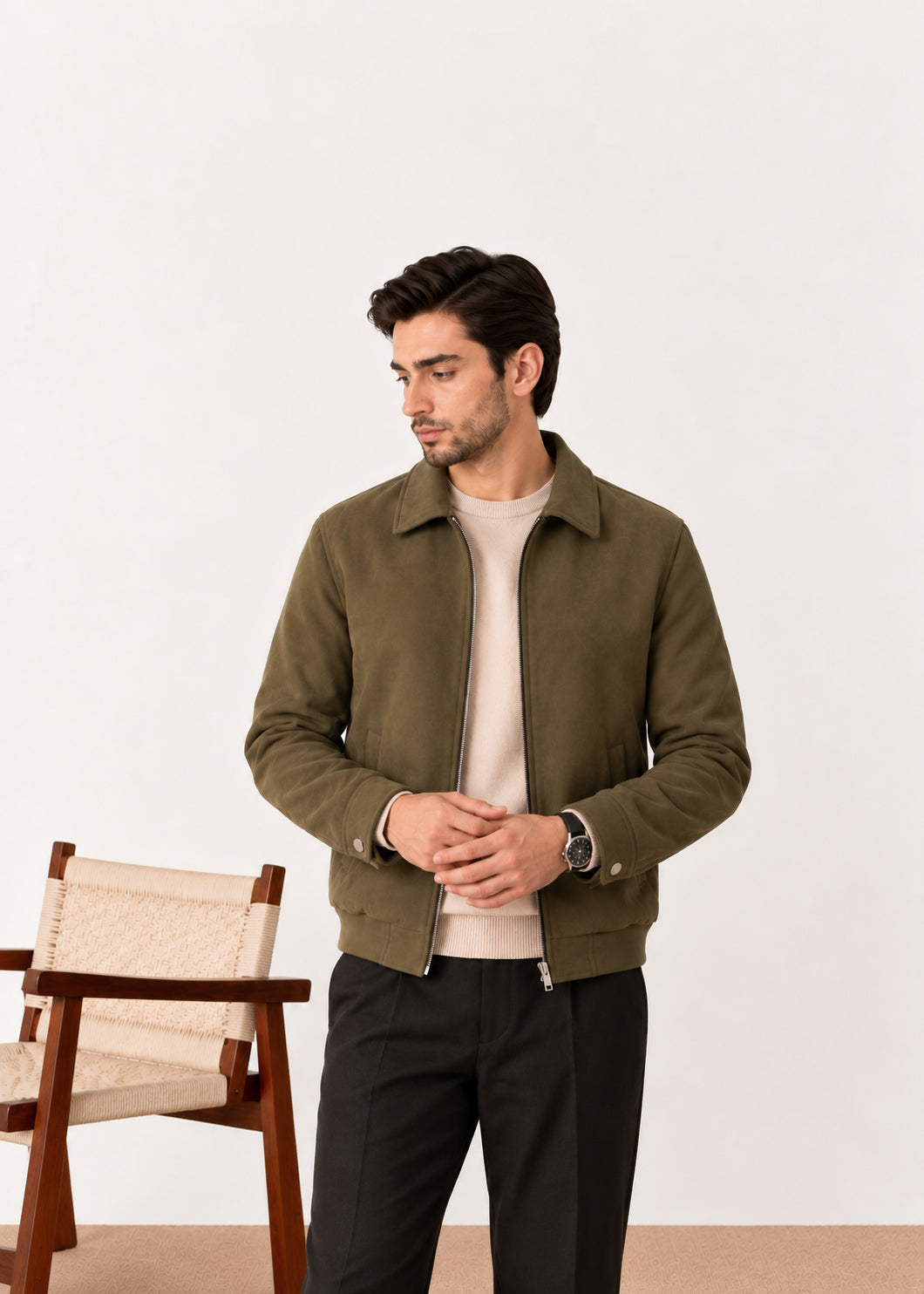 Olive Suede Flight Jacket