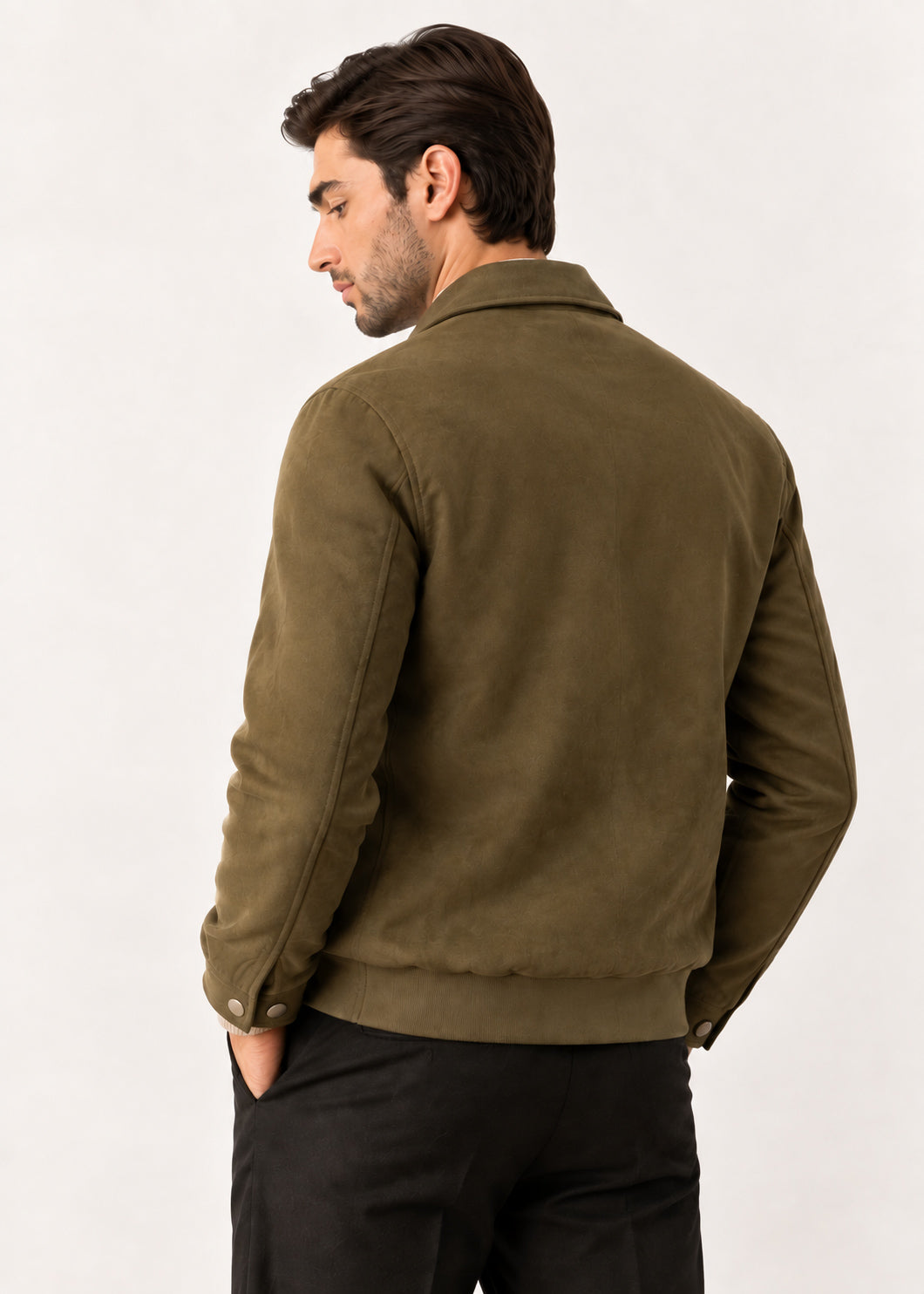 Olive Suede Flight Jacket - Men