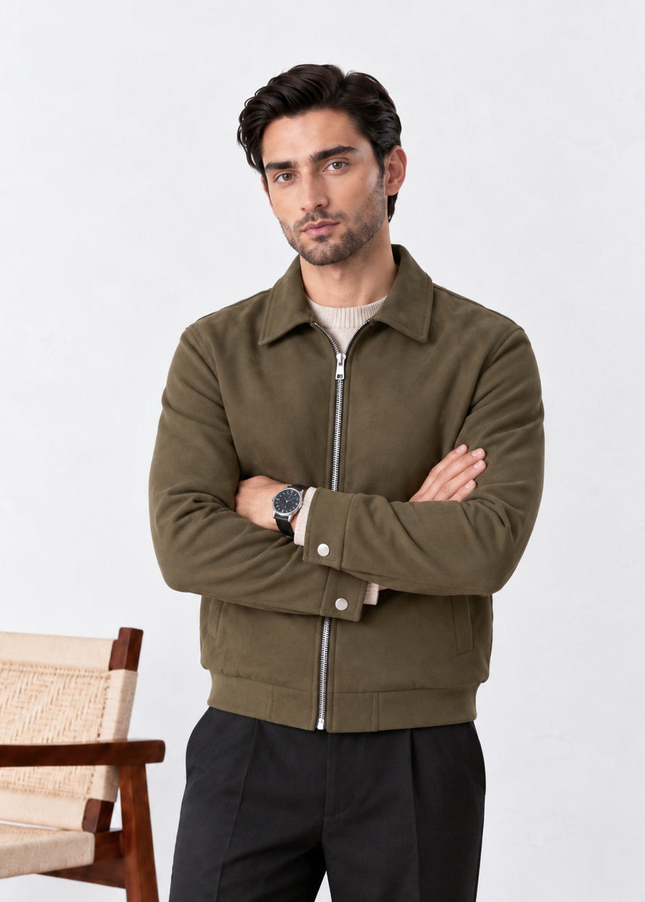 Olive Suede Flight Jacket