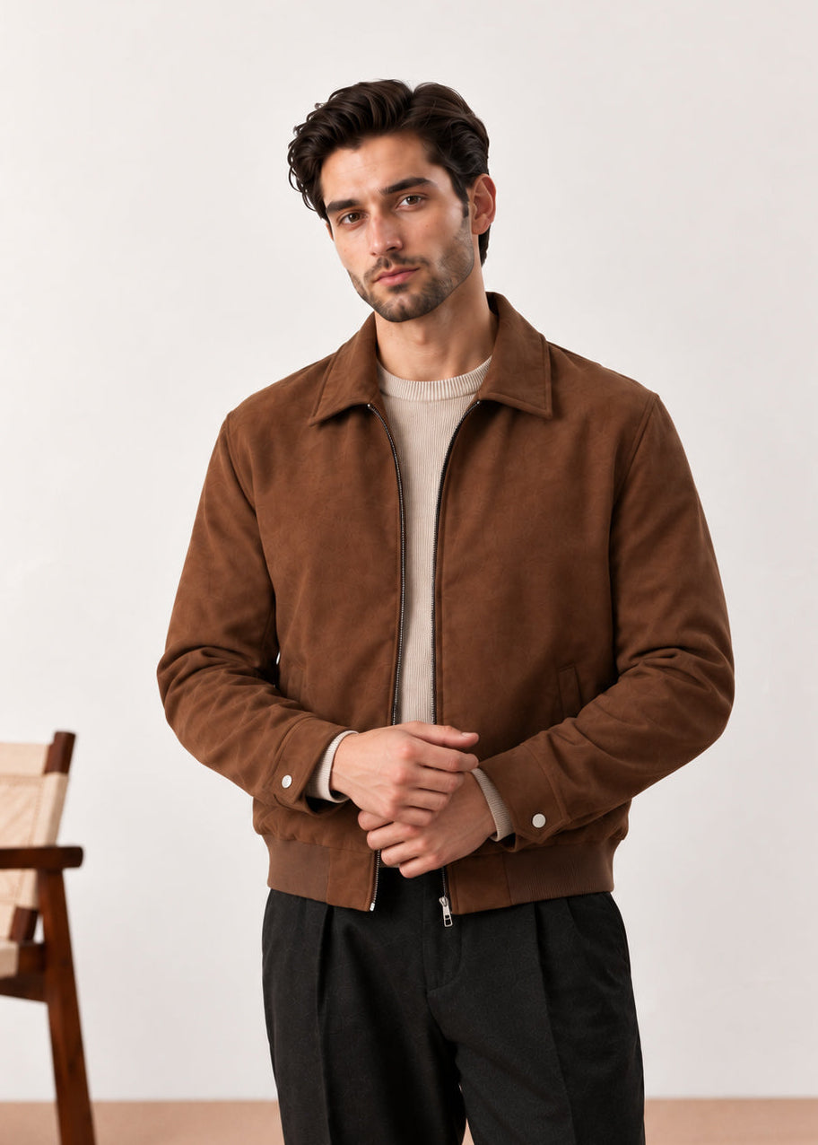 Dark Brown Suede Flight Jacket