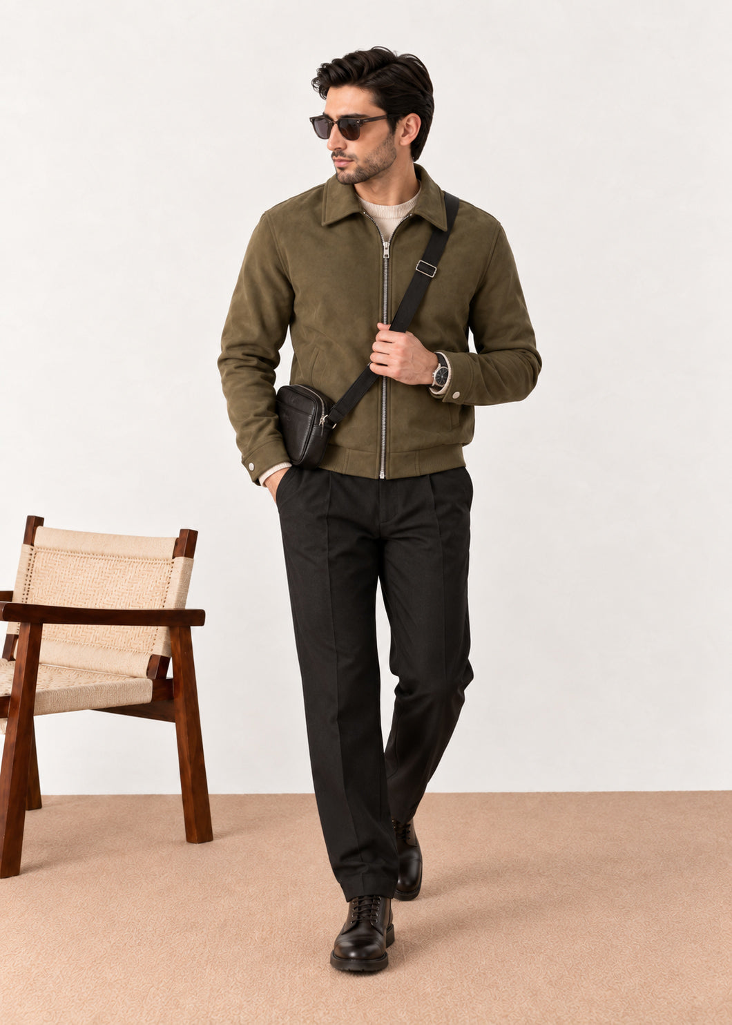 Olive Suede Flight Jacket