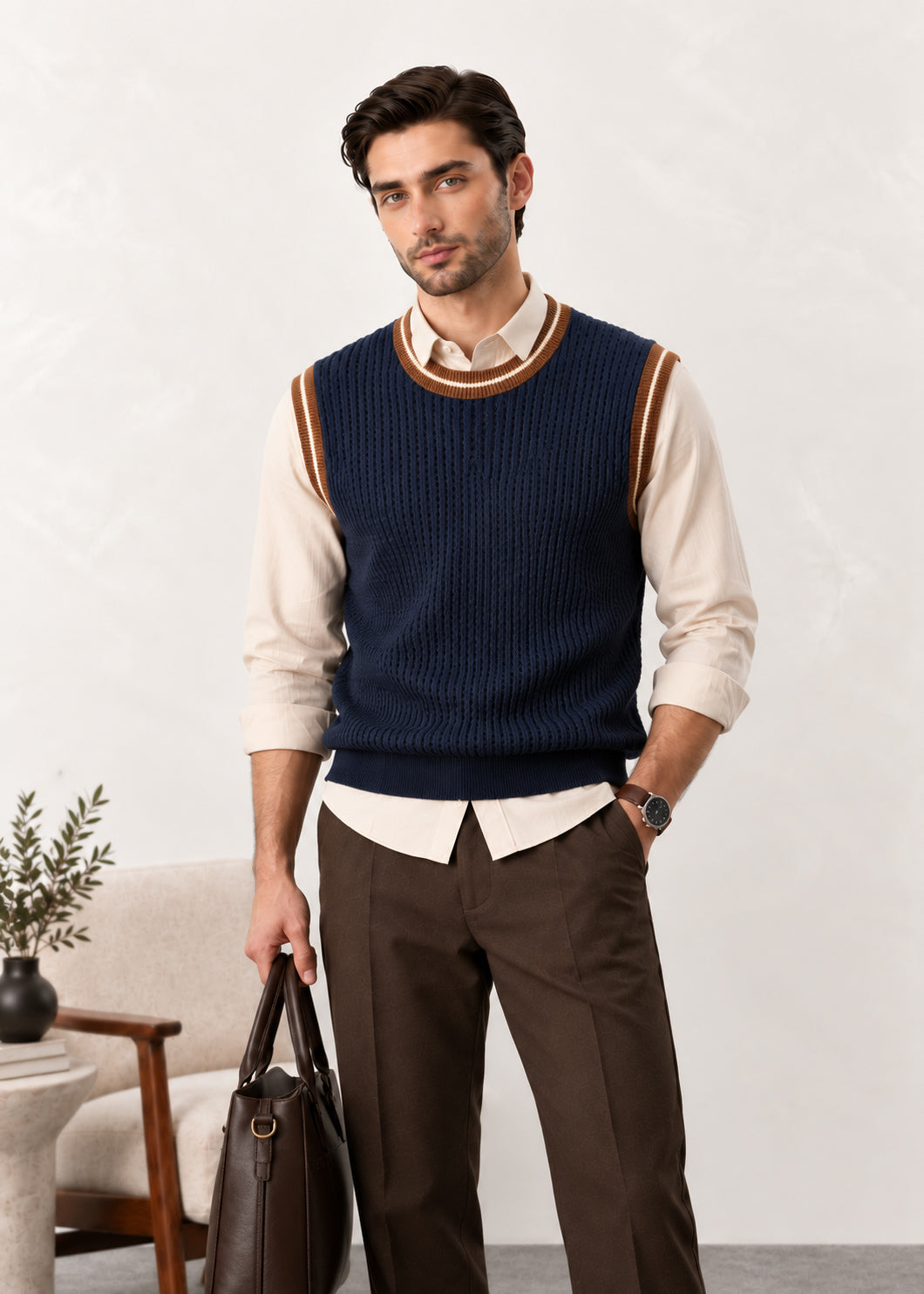 Navy Blue Sleeveless Sweater