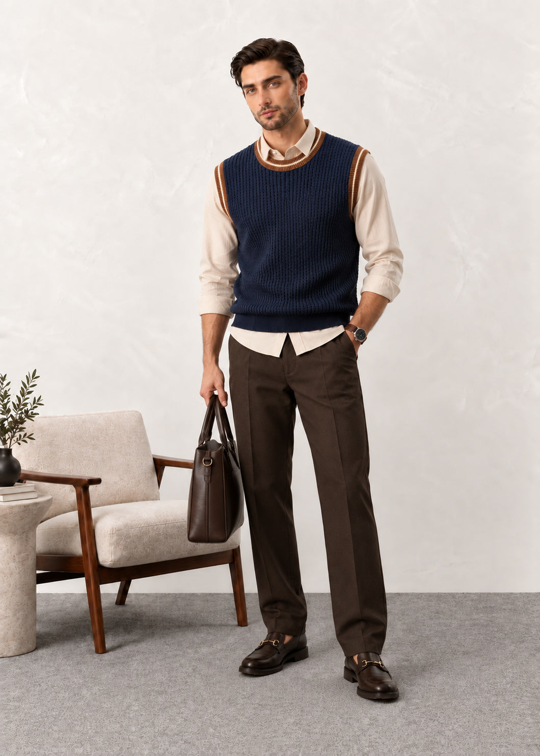 Navy Blue Sleeveless Sweater