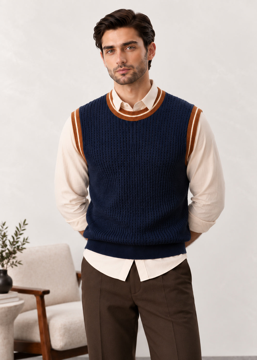 Navy Blue Sleeveless Sweater