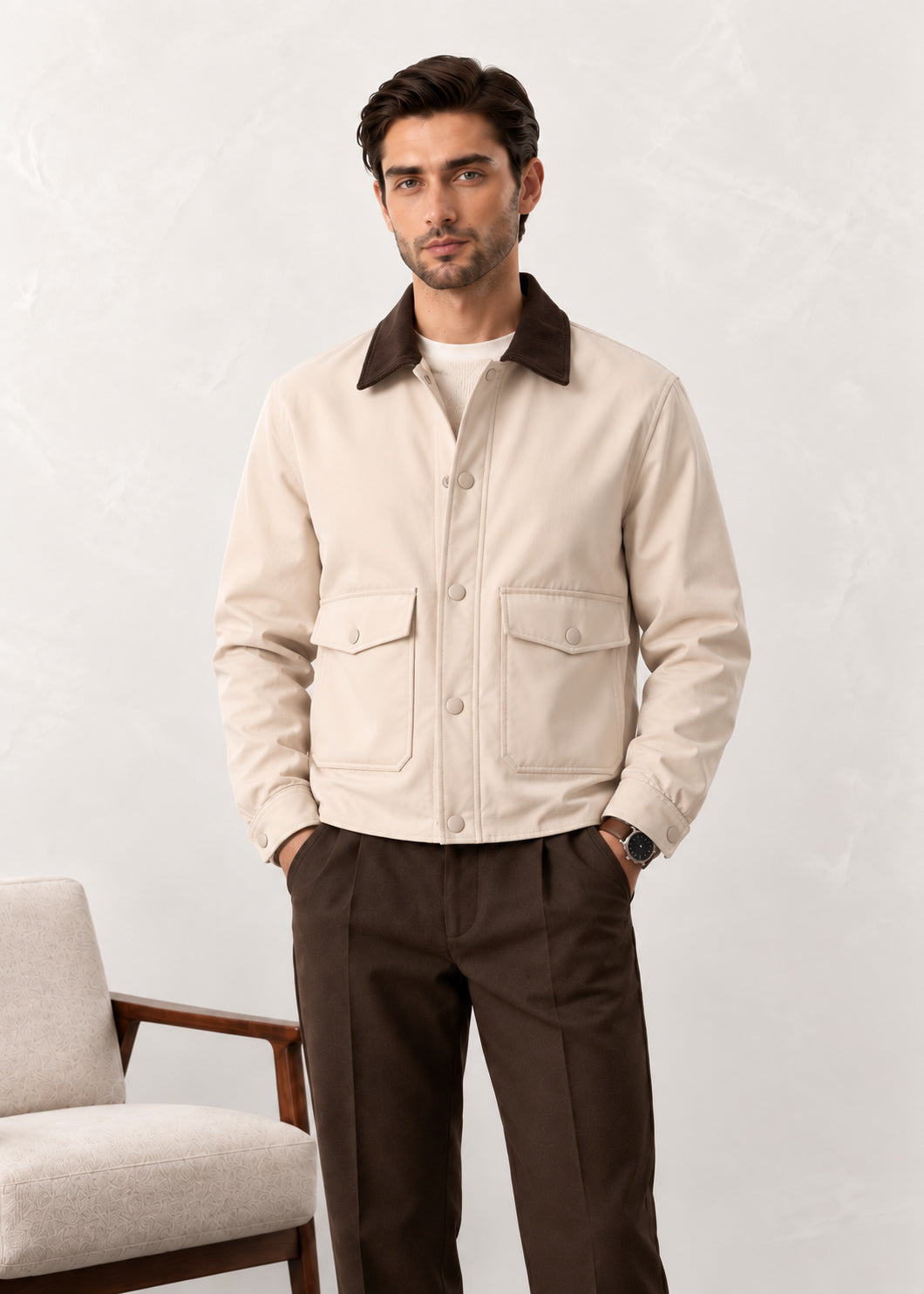 Brown Corduroy Collar Field Jacket