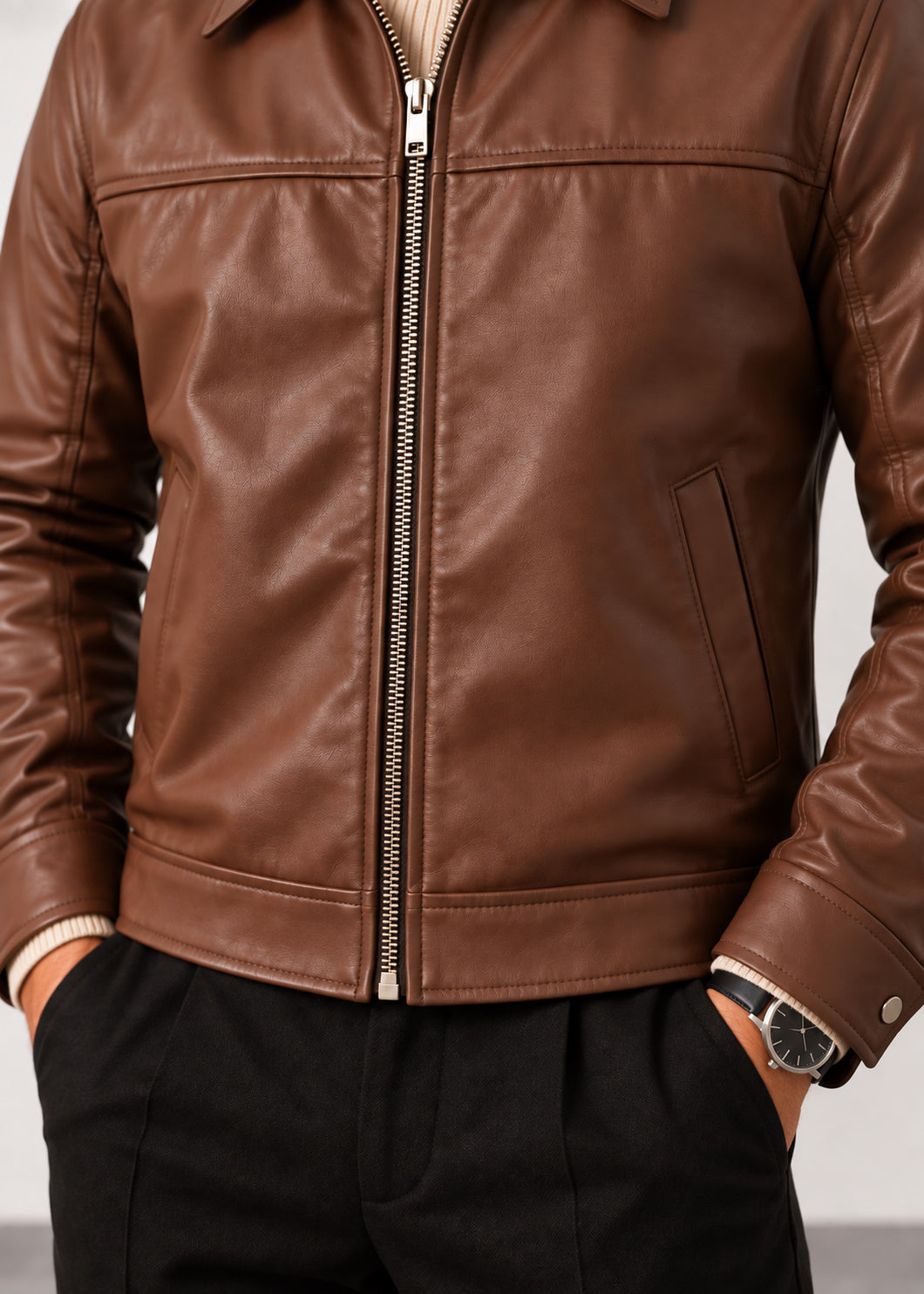 Brown Leather Jacket - Men
