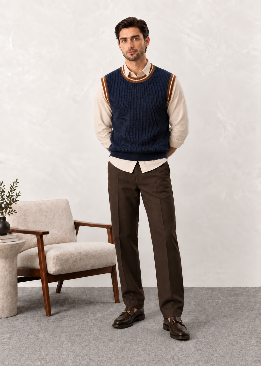 Navy Blue Sleeveless Sweater