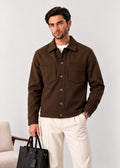 Mocha Brown Wool Blend Boxy Jacket