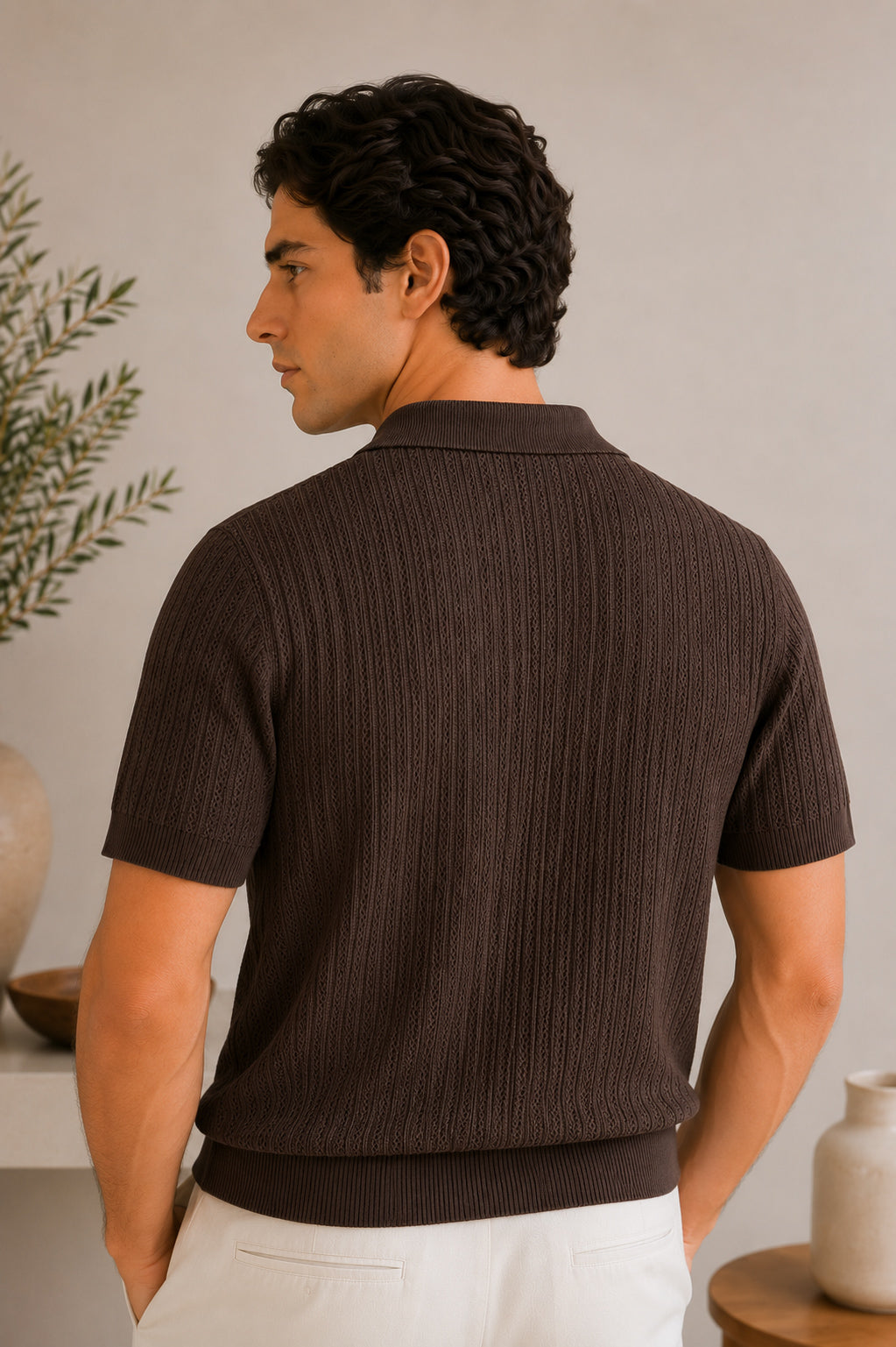 Dark Brown Riviera Knit Polo - Men