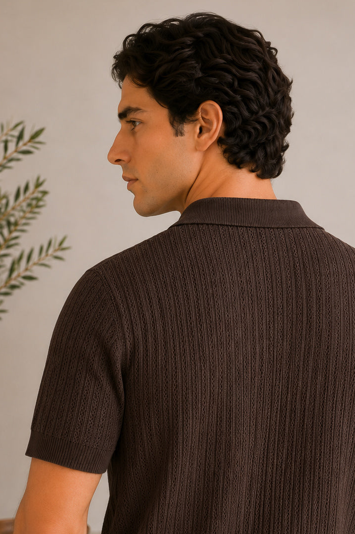 Dark Brown Riviera Knit Polo - Men