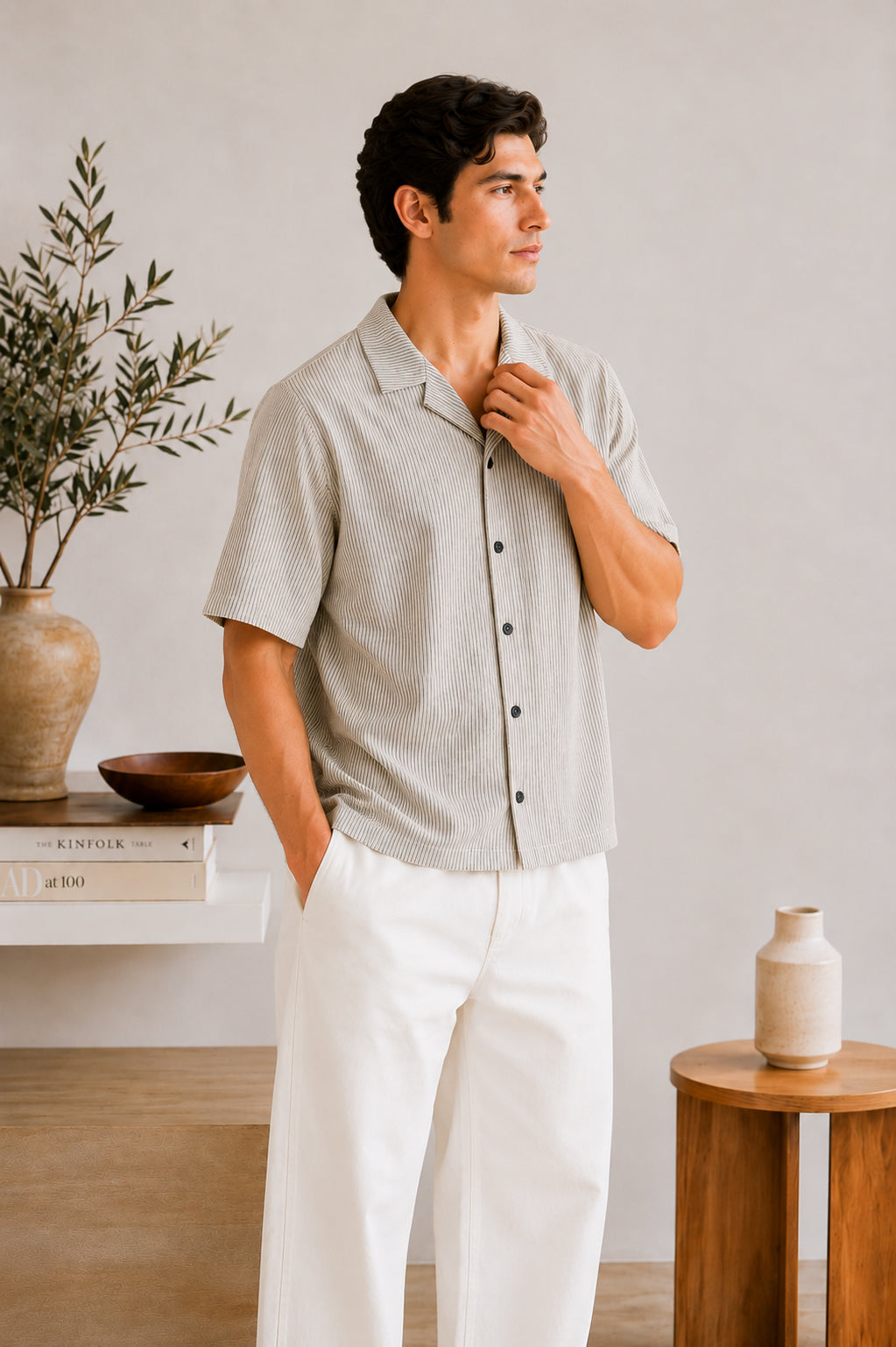 Off White Striper Boxy Revere Button Down - Men - Men