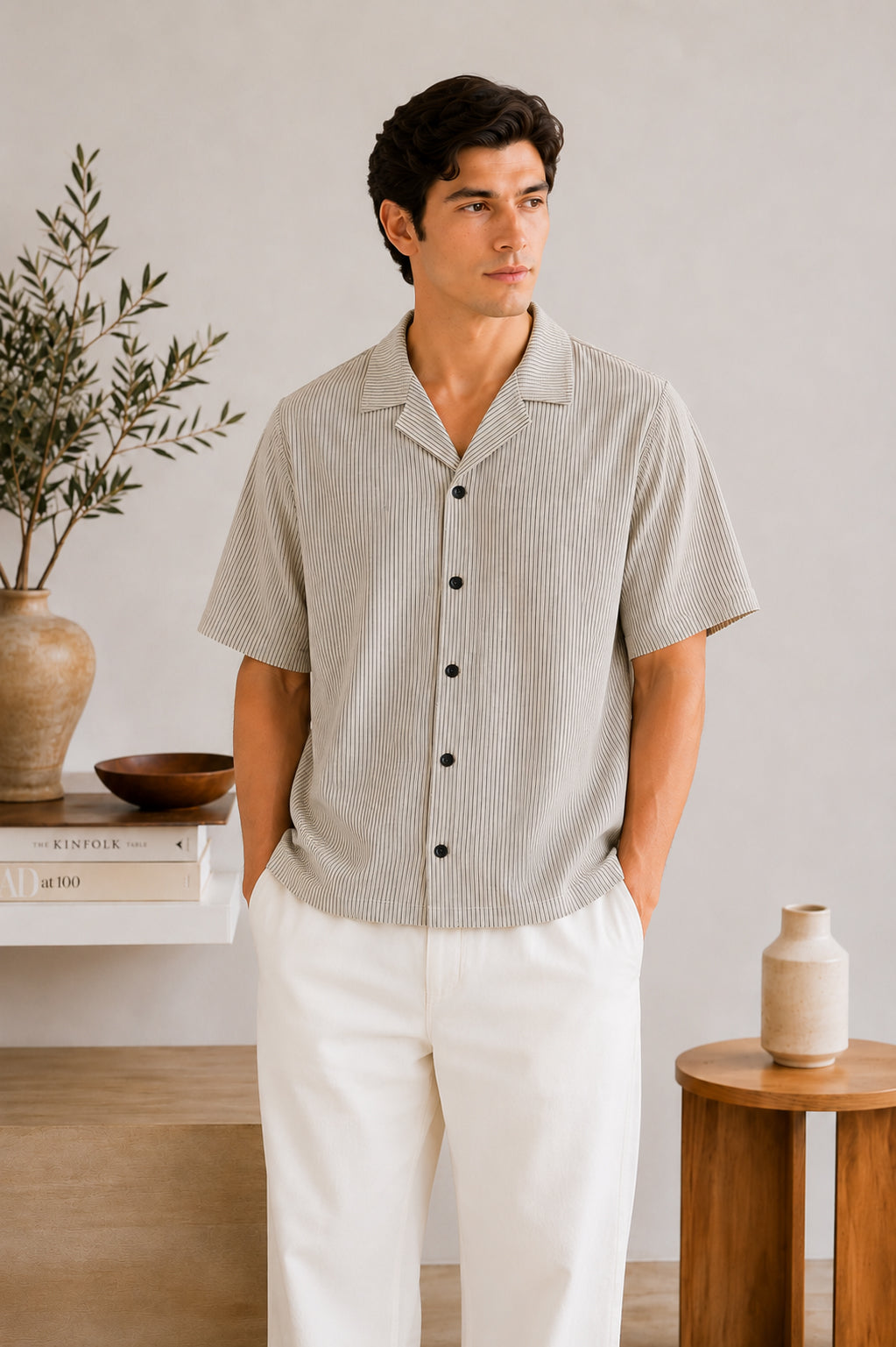 Off White Striper Boxy Revere Button Down - Men - Men