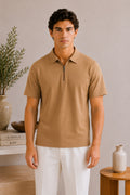 Camel Basic Zipper Polo - Smart Fit- Men