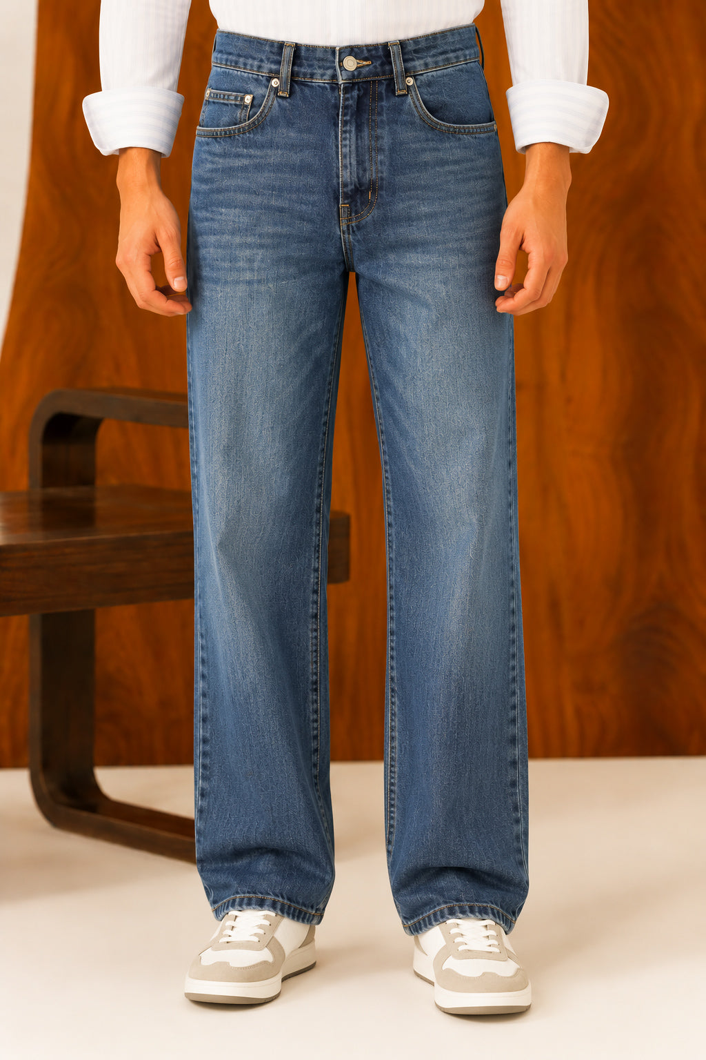 Deep Teal Indigo Straight Fit Denim - Men