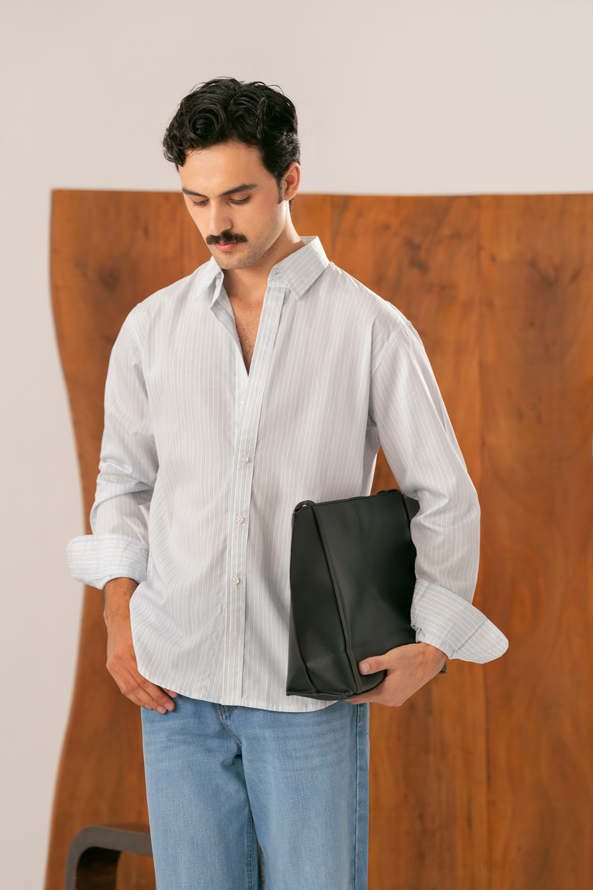 Mist Blue Fine Stripe Casual Shirt - Men