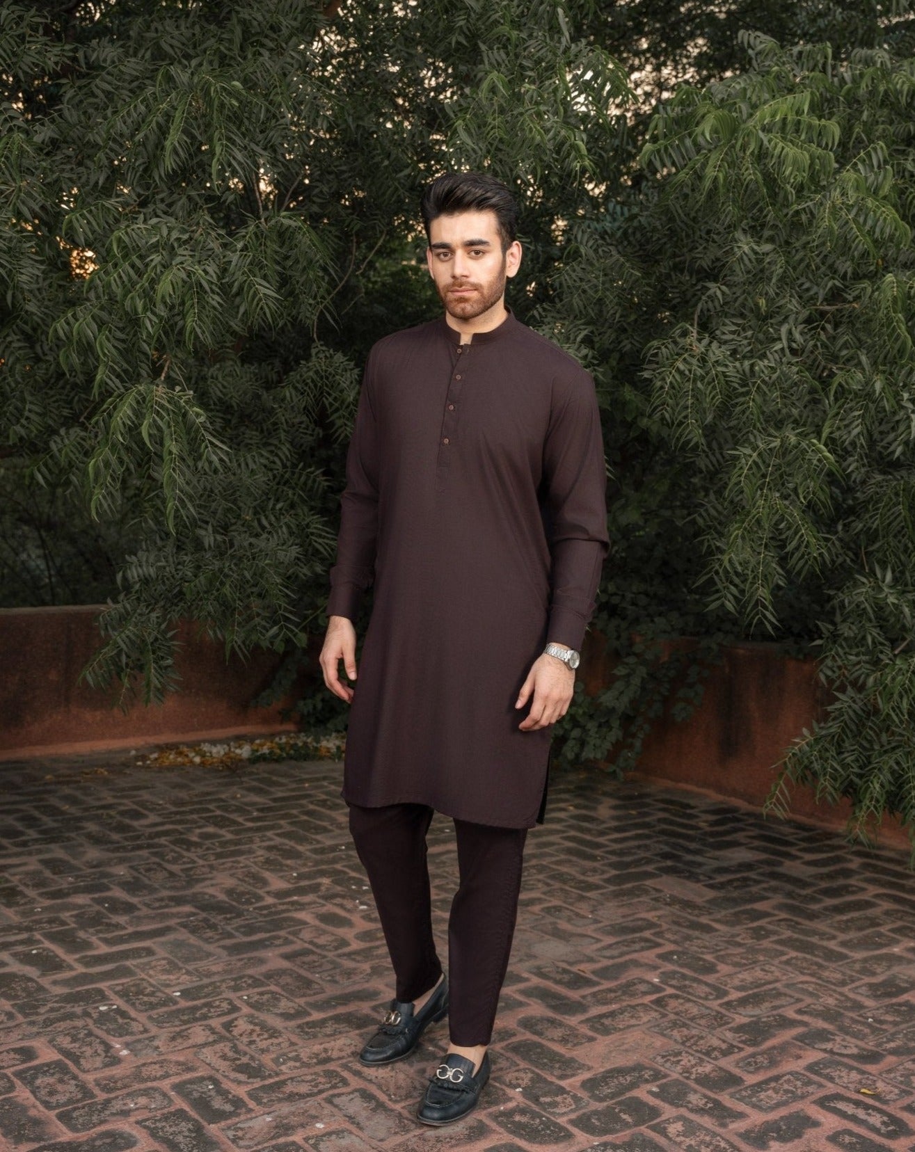 Pack of 2 Kurta Trouser/Shalwar - Dark Brown & Charcoal Grey