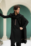 Black Wool Shawl with Kameez Shalwar - Men