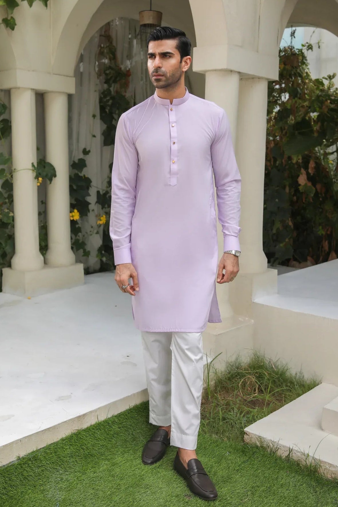 Lilac Kameez Shalwar/Trousers - Men - Plain