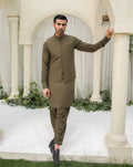 Olive Green Blended Waistcoat - Straigth Cut - Men