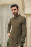 Olive Green Kameez Shalwar with Waistcoat - Men - 3PC