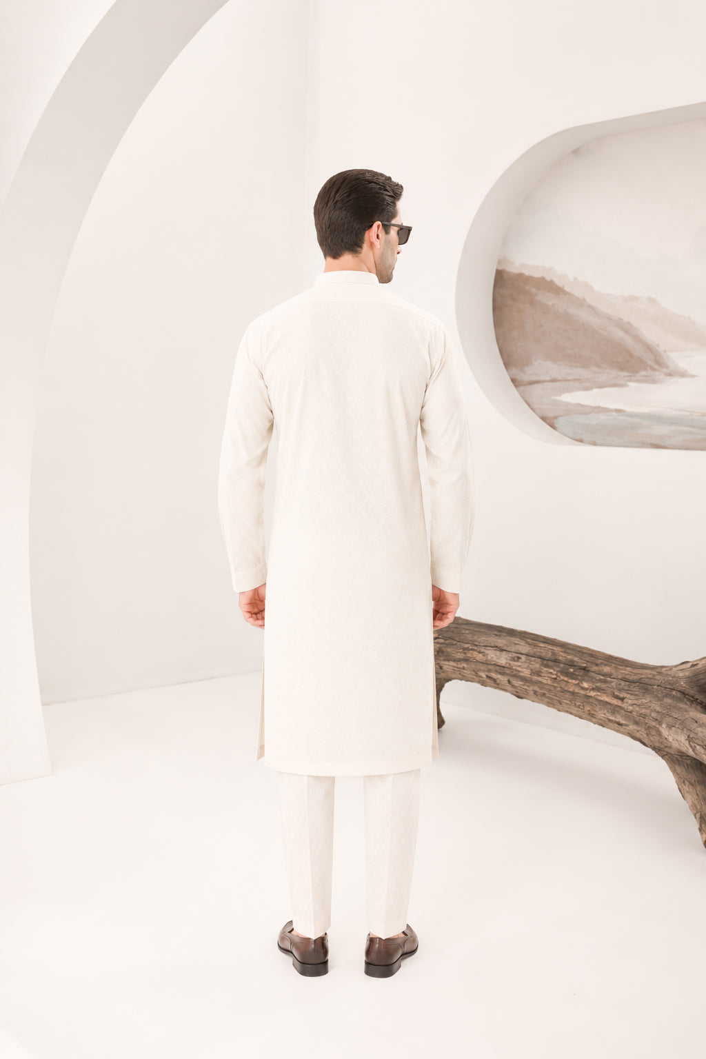 Off White Cotton Embroidered Kurta Trouser - Men - Men