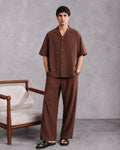 Brown Cotton Blended Coord Set - 2PC - Men