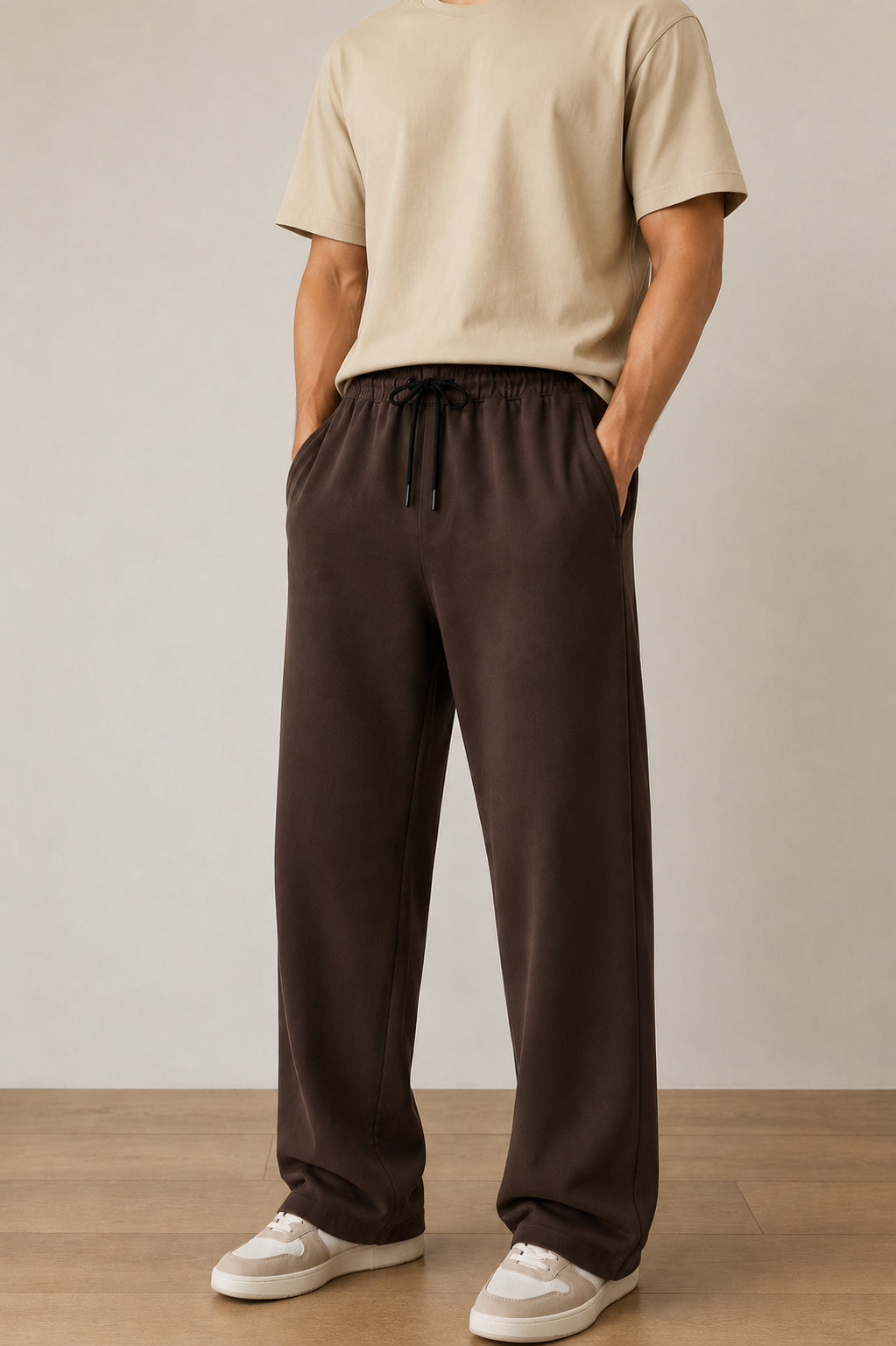 Chocolate Brown Cotton Straight Fit Trouser  - Men