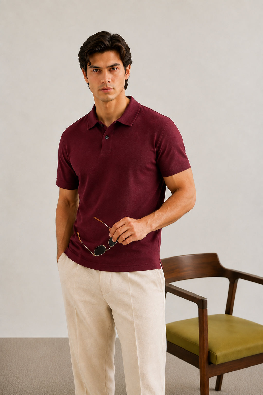 Maroon Basic Polo - Smart Fit- Men